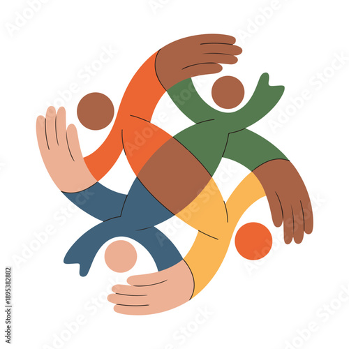 Diverse group of people holding hands in circular connection symbolizing unity friendship community teamwork and global support