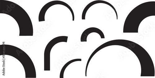 Geometric shapes abstract design with black arcs and white background