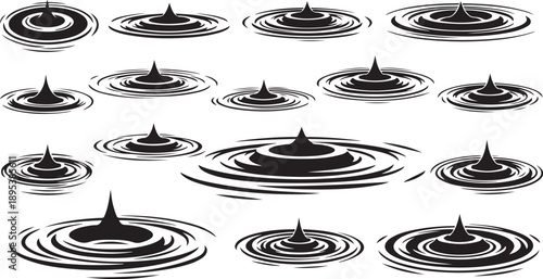 Water Droplets Creating Ripples in a Pond or Lake Surface