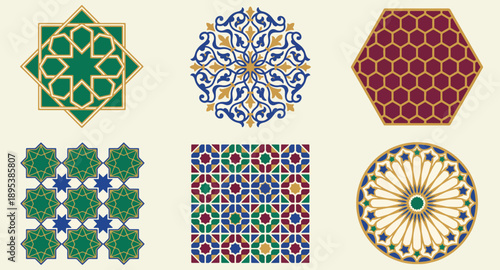Vibrant Islamic geometric patterns and colorful tiles for design and decoration inspiration