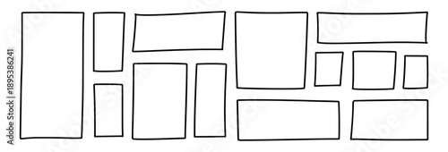 Hand drawn frame borders set, scribble rectangle and square outlines, abstract doodle box collection for text and design on transparent background