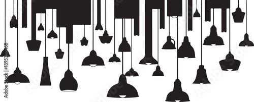Black light fixtures hanging from ceiling in modern design