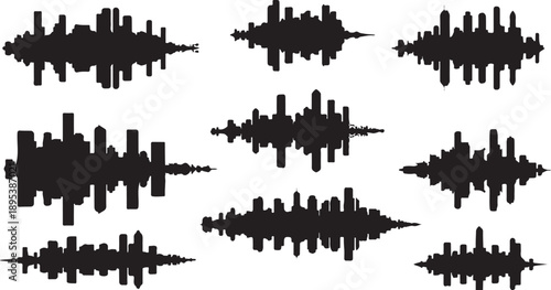 Sound wave patterns on a white background illustration set