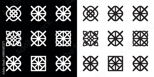 Geometric Quatrefoil Silhouette Set for Architectural Decor, Tile Patterns and Branding; Black and White Minimalist Ornamental Motifs; Fully Editable EPS 10 Vector Illustration Asset for Designers.