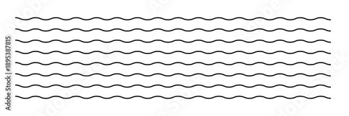 Wave zigzag line simple thin to thick element  design vector or single ripple curve zig zag  Vector black underlines, smooth end squiggly horizontal curvy squiggles . eps10