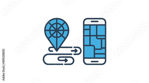 GPS navigation symbol and map concept.