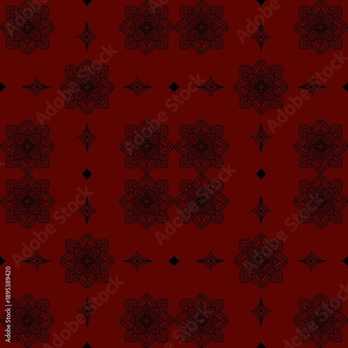 seamless pattern with red flowers