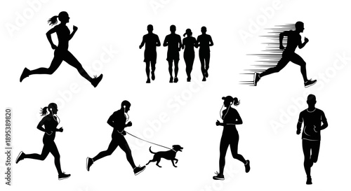 Fast runner in silhouette with motion lines representing speed and athletic performance sport activity isolated on white background vector illustration of dynamic race and training pursuit