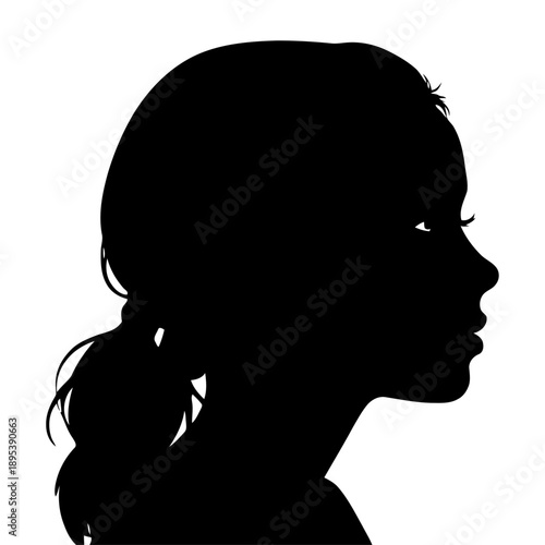 Young girl helpless expression front portrait silhouette vector for child welfare campaigns emotional storytelling and youth support program branding