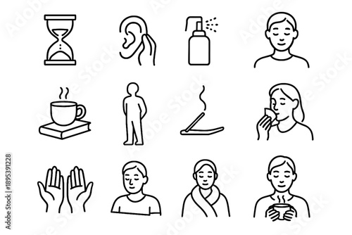 Vector small relief cup stress moment palms standing minimalist sniff sand held