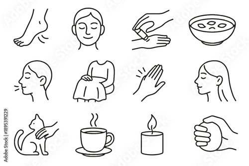 Light water floating vector icon stress petals nose hair calmly relief candle