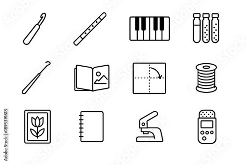 Digital compact origami piano vials card icons vector small hobby sketchbook bead