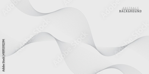 Abstract vector banner with grey wavy lines