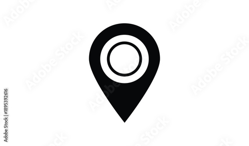 Black map pin icon with concentric circles, representing location or destination marker