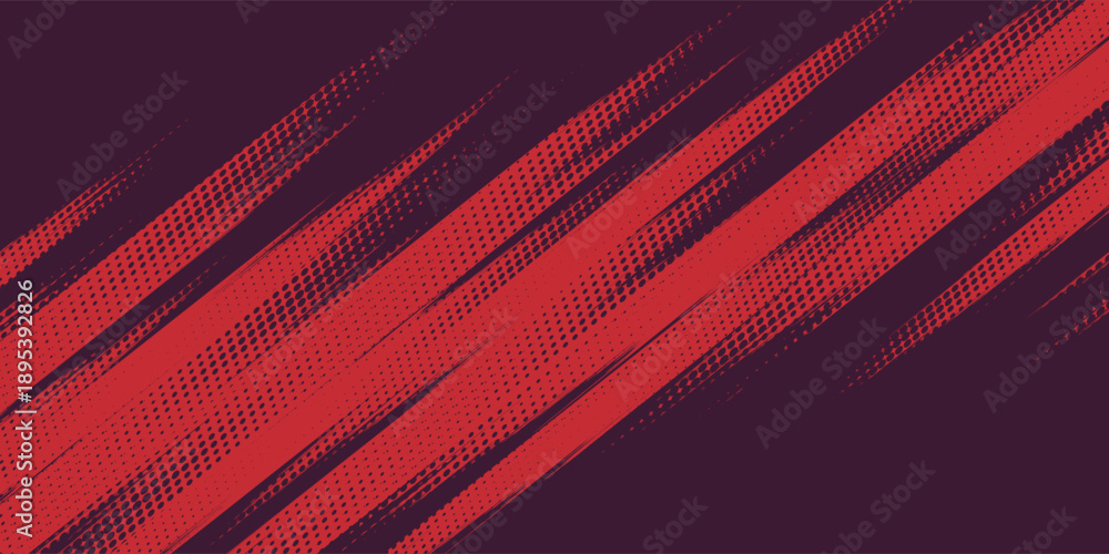 Fototapeta premium Red halftone dots blue color pattern gradient grunge texture background. Dot pop art comic sport style vector illustration. Eps10