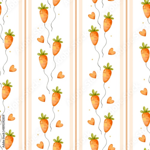 Watercolor Carrot Seamless Pattern. For fabric, wrapping, textile, wallpaper, apparel.