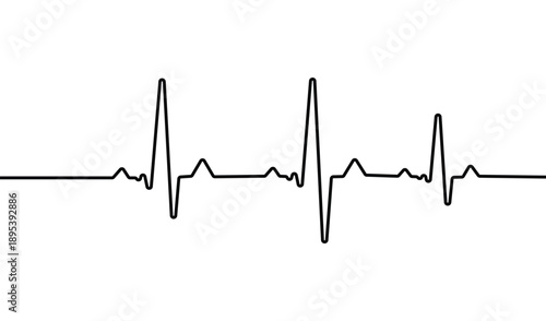 Black heartbeat line, EKG or ECG waveform, representing life, health, and medical science