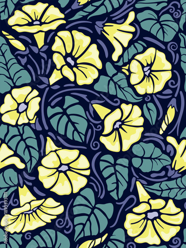 Hand drawn seamless pattern with beautiful flowers and branches. Vector illustration, retro style. Can be used for embroidering flowers, wallpaper, packaging etc.