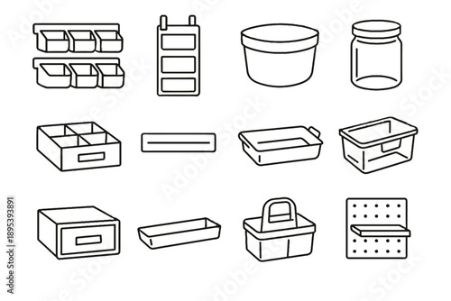Tiny tray space soft bins icon shelf storage craft tub vector top