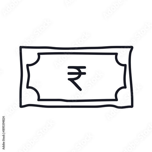 Banknote rupee doodle logo icon sign. Money currency symbol. Hand drawn sketch Economical financial design Cartoon game style. Fashion print clothes apparel greeting invitation card cover flyer poster