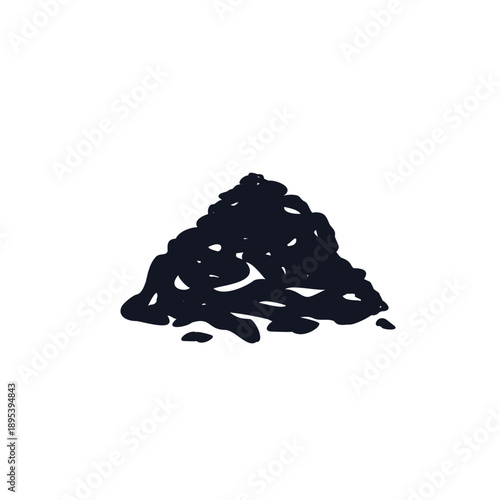 Mound tea other substance logo icon sign. Hand drawn ink sketch. Pile of dirt with rocks and pebbles. Abstract design Print for clothes apparel greeting invitation card online shop banner poster flyer
