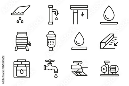 Valve porch urban vector icon basin mesh vertical rainwater spigot top rain