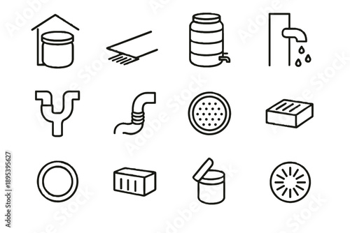 Circle urban hose compact seal alley icon vector spout icons pipe rainwater