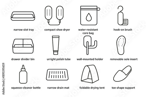 Bag tray sole vector removable care drying shoe upright icon insert minimalist