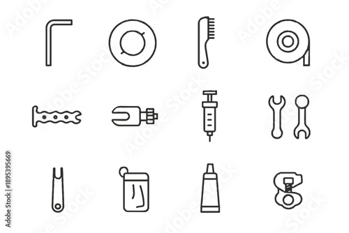 Core minimalist brake valve combo cable tool chain vector icon bike rag