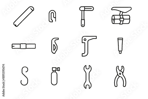 Chain tool inflator brake vector foldable bike wrench minimalist mount spoke icon