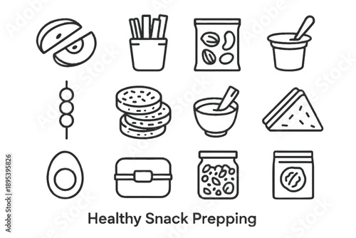 Yogurt fruit vector sandwich dried vegetable snack cup triangle rice healthy icon