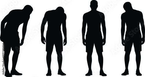 Man Silhouettes Showing Different Poses and Body Language male standing