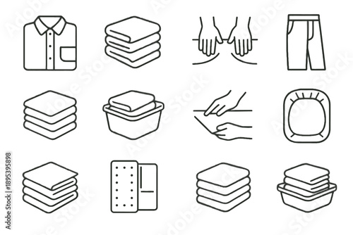 Hands folded basket laundry vector towel smoothing corner calm icon icons fold