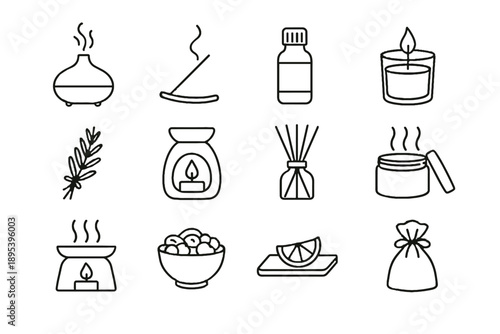 Candle warmer potpourri home ceramic diffuser scent wax icon vector citrus
