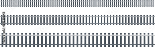 Seamless Pattern of Dark Gray Railroad Tracks on White Background railway train