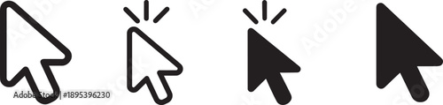 Pointer cursor computer mouse icon set with clean vector symbols for UI, navigation, apps and web