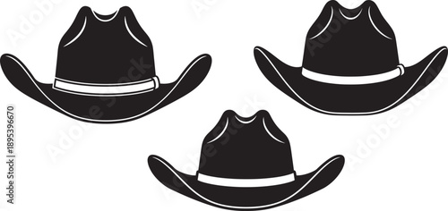 Three cowboy hats on white background