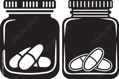 Two medicine bottles with capsules inside