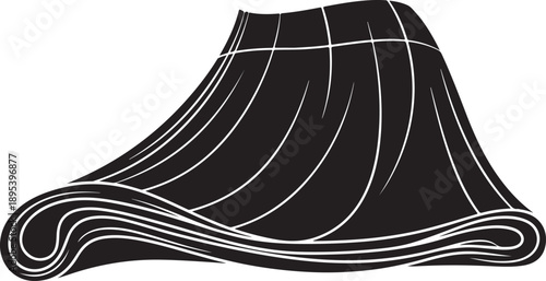 Black and White Illustration of Rolled Up Paper Sheet