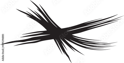 Abstract Black Brush Stroke Art on White Background Illustration