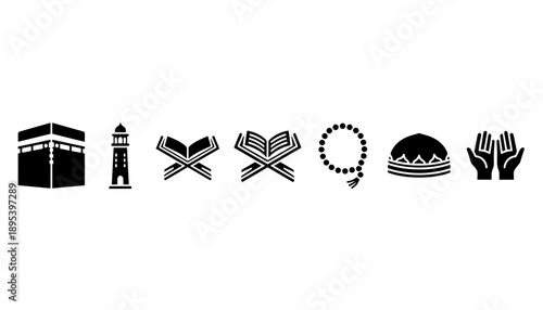 Solid Islamic religious symbols for Ramadan UI elements.