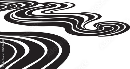 Black and white abstract swirling pattern design element graphic