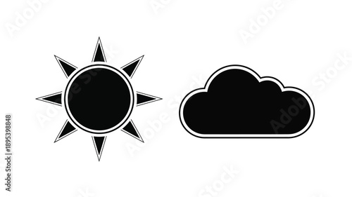 Weather icons depicting cloud sun rain and snow a silhouette