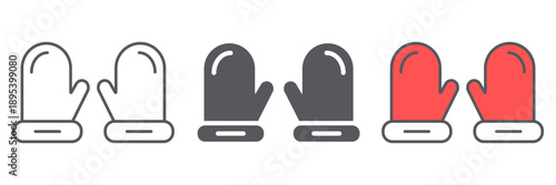 Mitten line icon, clothes and fashion, winter mittens sign, vector graphics, a linear pattern on a white background.