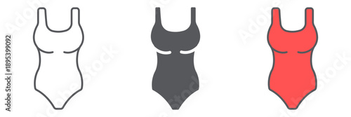 One piece swimsuit line icon, swim and fashion, swimwear sign, vector graphics, a linear pattern on a white background.