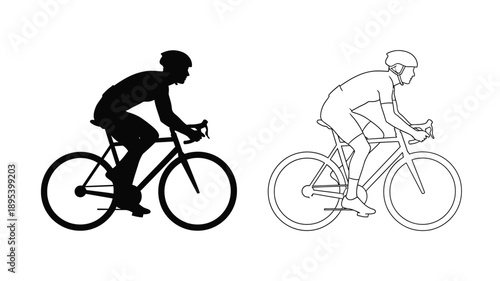 Two groups of people depicted in a minimalist black silhouette