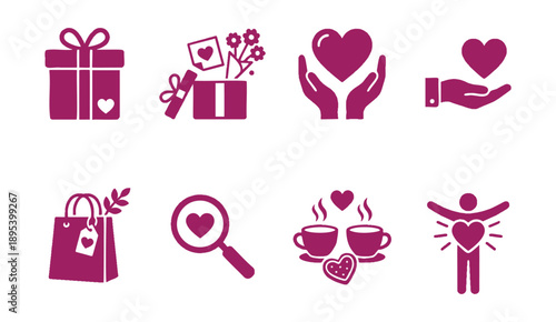 Heartfelt gestures and symbols of love and kindness in modern icons