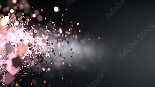 Pink Glitter Particles Sparkling Against Dark Background for Celebration and Party Decor