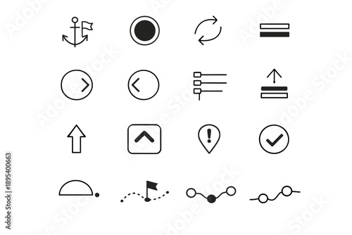 Icon vector generation section reached highlight image line upcoming previous simple marker