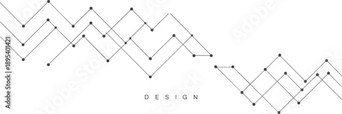 Overlapping geometric patterns of connected black dots and lines forming a zig-zag or mountain-like structure on a white background